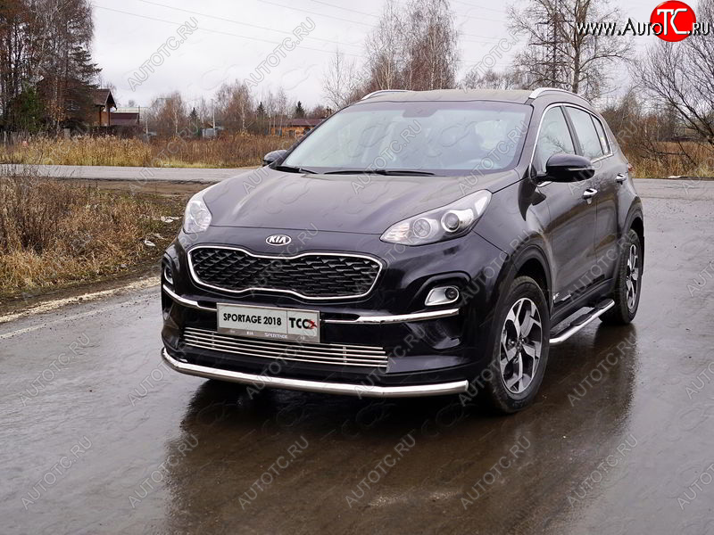 18 999 р. Защита переднего бампера нижняя d60,3 мм ТСС Тюнинг  KIA Sportage  4 QL (2018-2022) рестайлинг (нержавейка)  с доставкой в г. Майкоп