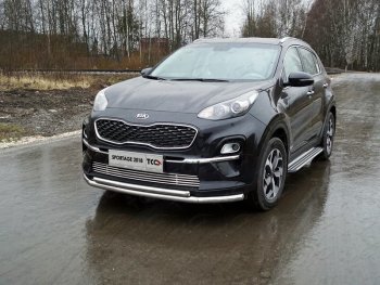 Защита переднего бампера нижняя двойная 60,3*42,4 мм ТСС Тюнинг KIA Sportage  4 QL (2018-2022) рестайлинг (нержавейка)