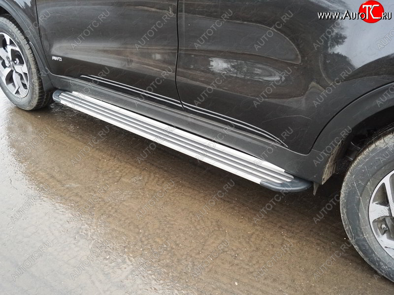 20 599 р. Пороги алюминиевые Slim Line ТСС Тюнинг  KIA Sportage  4 QL (2018-2022) рестайлинг (Silver)  с доставкой в г. Майкоп