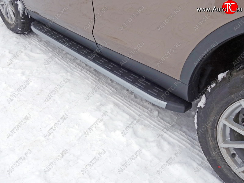 21 999 р. Пороги алюминиевые с пластиковой накладкой, ТСС Тюнинг  Land Rover Discovery Sport  L550 (2014-2019) дорестайлинг (карбон серебро)  с доставкой в г. Майкоп