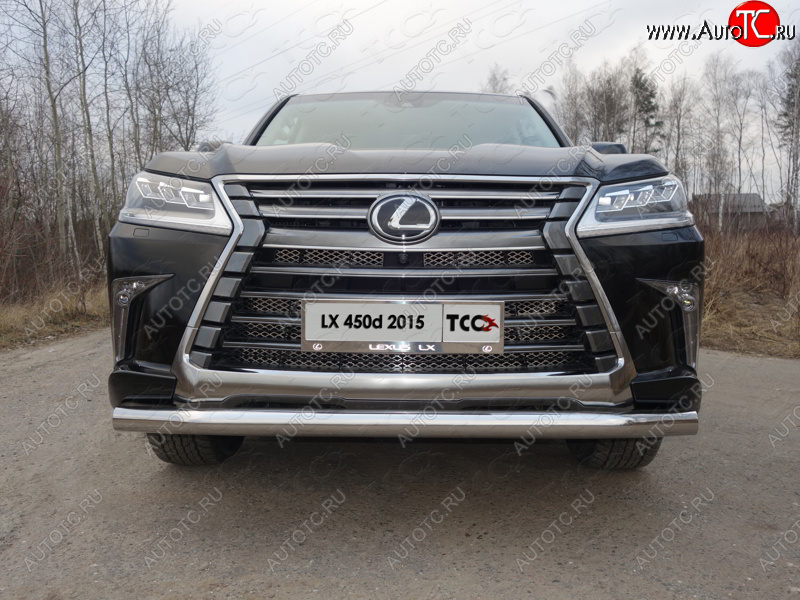 26 499 р. Защита переднего бампера нижняя 76,1 мм ТСС Тюнинг Lexus LX570 J200 2-ой рестайлинг (2015-2022) (нержавейка)  с доставкой в г. Майкоп
