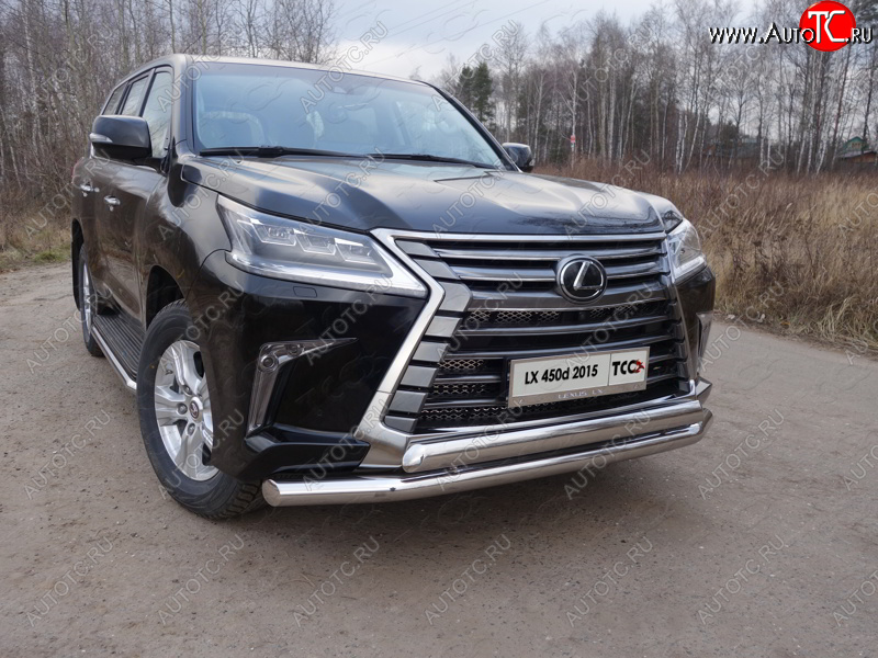 36 299 р. Защита передняя нижняя двойная 76,1*75 мм кроме F-Sport Тюнинг Lexus LX570 J200 2-ой рестайлинг (2015-2022) (нержавейка)  с доставкой в г. Майкоп