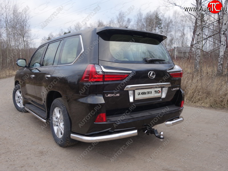 21 999 р. Защита задняя (уголки, нержавейка 76,1 мм) ТСС Тюнинг  Lexus LX450d  J200 - LX570  J200  с доставкой в г. Майкоп