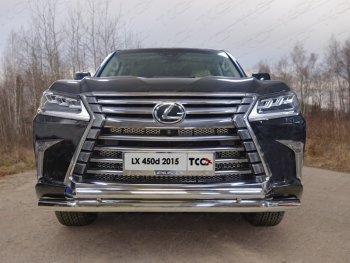 Защита передняя нижняя двойная 76,1*50,8 мм кроме F-Sport Тюнинг Lexus LX450d  J200 - LX570  J200 (нержавейка)