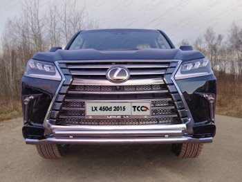 Защита переднего бампера нижняя двойная 60,3*50,8 мм кроме F-Sport ТСС Тюнинг Lexus LX450d  J200 - LX570  J200 (нержавейка)