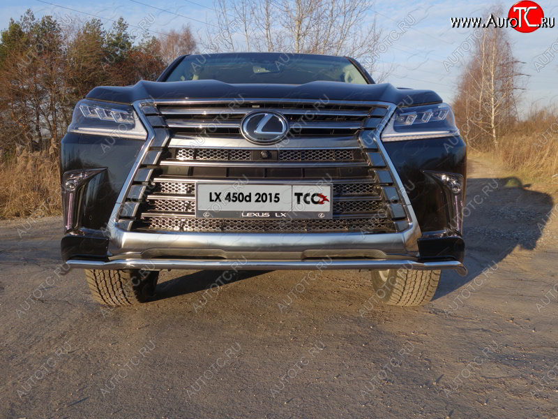 23 549 р. Защита переднего бампера нижняя d42,4 мм ТСС Тюнинг Lexus LX570 J200 2-ой рестайлинг (2015-2022) (нержавейка)  с доставкой в г. Майкоп