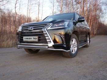 Защита переднего бампера нижняя двойная 42,4*42,4 мм кроме F-Sport ТСС Тюнинг Lexus LX450d  J200 - LX570  J200 (нержавейка)