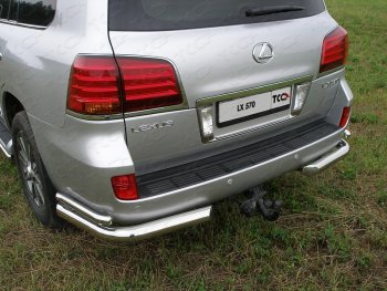 Защита задняя (уголки, нержавейка 76,1*42,4 мм) кроме F-Sport ТСС Тюнинг Lexus LX570  J200 (2007-2012) дорестайлинг