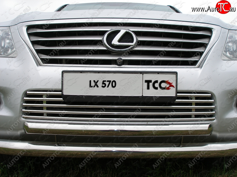 11 749 р. Декоративная вставка переднего бампера (кроме F-Sport) ТСС Тюнинг  Lexus LX570  J200 (2007-2012) дорестайлинг (d 16 мм)  с доставкой в г. Майкоп