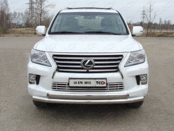 Защита передняя нижняя двойная 76,1*75 мм кроме F-Sport Тюнинг Lexus LX570 J200 1-ый рестайлинг (2012-2015) (нержавейка)