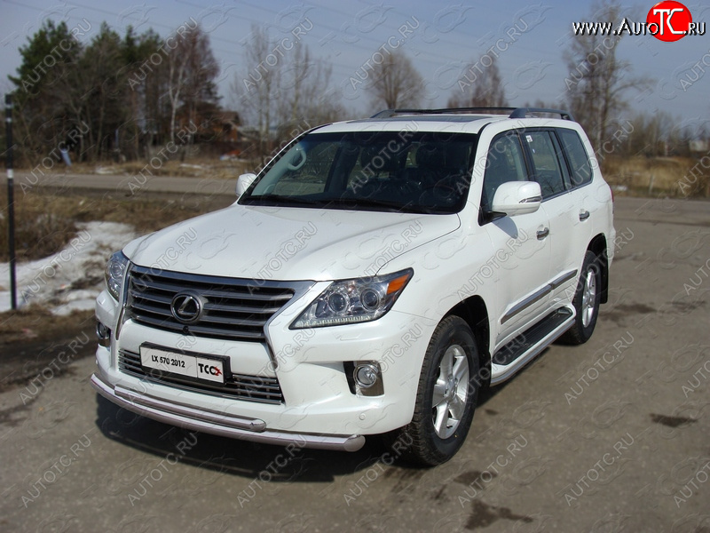 36 299 р. Защита передняя нижняя двойная 76,1*50,8 мм кроме F-Sport Тюнинг  Lexus LX570  J200 (2012-2015) 1-ый рестайлинг (нержавейка)  с доставкой в г. Майкоп