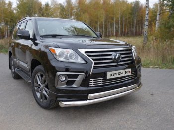 Защита передняя нижняя двойная 76,1*75 мм Sport Тюнинг Lexus LX570 J200 1-ый рестайлинг (2012-2015) (нержавейка)