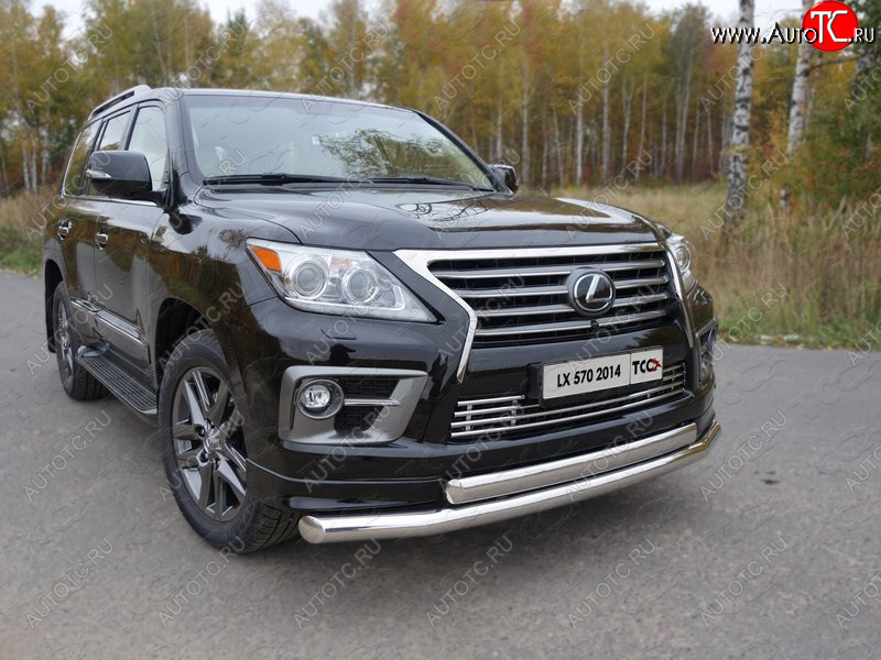36 299 р. Защита передняя нижняя двойная 76,1*75 мм Sport Тюнинг  Lexus LX570  J200 (2012-2015) 1-ый рестайлинг (нержавейка)  с доставкой в г. Майкоп