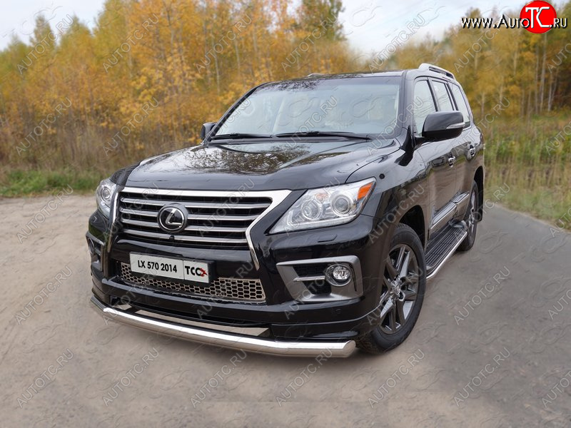 26 499 р. Защита переднего бампера нижняя 76,1 мм ТСС Тюнинг Lexus LX570 J200 1-ый рестайлинг (2012-2015) (нержавейка)  с доставкой в г. Майкоп