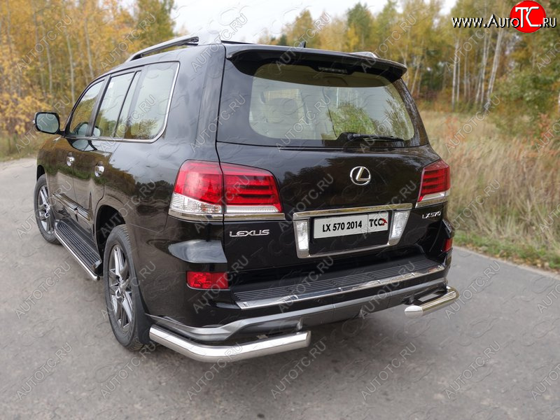 26 499 р. Защита задняя (уголки, нержавейка 76,1 мм) ТСС Тюнинг  Lexus LX570  J200 (2012-2015) 1-ый рестайлинг  с доставкой в г. Майкоп