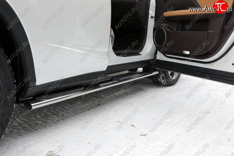 43 949 р. Пороги овальные с накладкой 120х60 мм кроме F-Sport ТСС Тюнинг Lexus RX 200T AL20 дорестайлинг (2015-2017) (серые)  с доставкой в г. Майкоп