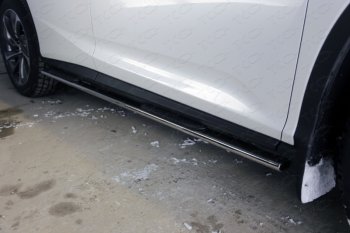 Пороги овальные с накладкой 75х42 мм кроме F-Sport ТСС Тюнинг Lexus RX300 XU10 дорестайлинг (1995-2001) (серые)