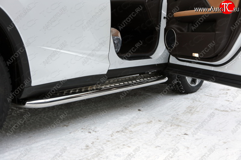36 999 р. Пороги с площадкой 60,3 мм кроме F-Sport ТСС Тюнинг Lexus RX 200T AL20 дорестайлинг (2015-2017) (серые)  с доставкой в г. Майкоп