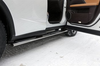Пороги овальные с накладкой 120х60 мм F-Sport ТСС Тюнинг Lexus RX330 XU30 (2003-2006) (серые)