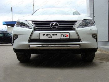 Защита переднего бампера овальная 75х42 мм кроме F-Sport ТСС тюнинг Lexus RX350 AL10 рестайлинг (2012-2015) (нержавейка)