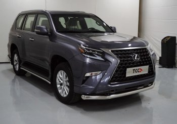 Защита переднего бампера нижняя 76,1 мм ТСС тюнинг Lexus GX460  J150 (2019-2022) 2-ой рестайлинг (нержавейка)