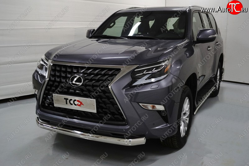 23 899 р. Защита переднего бампера нижняя овальная 75х42 мм ТСС Тюнинг  Lexus GX460  J150 (2019-2022) 2-ой рестайлинг (нержавейка)  с доставкой в г. Майкоп