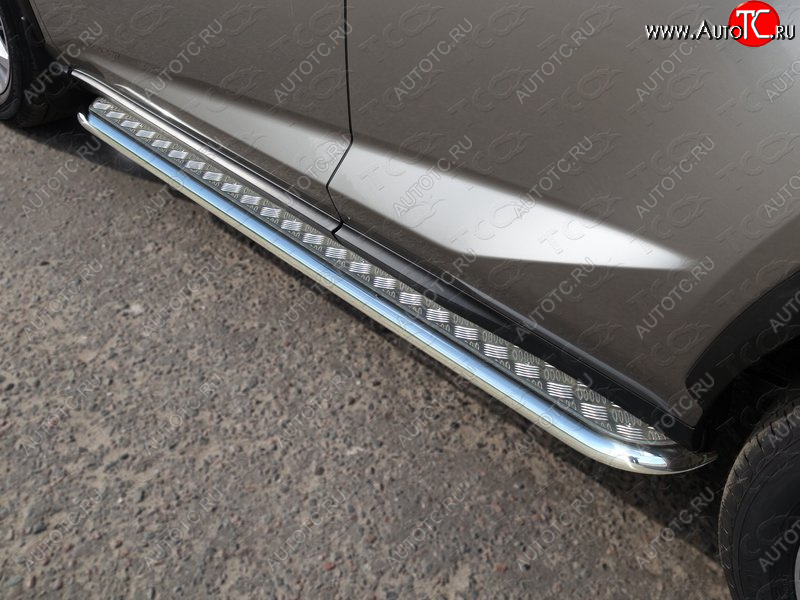 27 849 р. Пороги с площадкой 42,4 мм кроме F-Sport ТСС Тюнинг Lexus NX300h Z10 дорестайлинг (2014-2017) (серые)  с доставкой в г. Майкоп