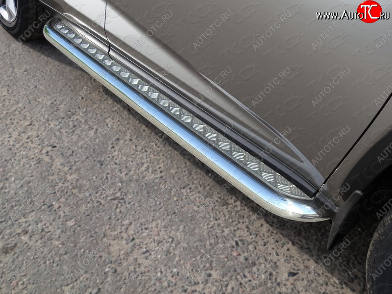 31 999 р. Пороги с площадкой 60,3 мм кроме F-Sport ТСС Тюнинг Lexus NX300h Z10 дорестайлинг (2014-2017) (серые)  с доставкой в г. Майкоп