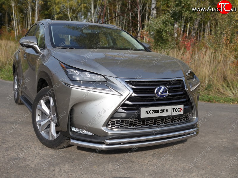 23 549 р. Защита переднего бампера нижняя двойная 60,3*42,4 мм кроме F-Sport ТСС Тюнинг  Lexus NX200T  Z10 (2014-2017) (нержавейка)  с доставкой в г. Майкоп
