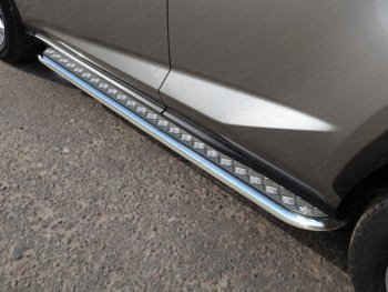 Пороги с площадкой 42,4 мм кроме F-Sport ТСС Тюнинг Lexus RX 200T AL20 дорестайлинг (2015-2017) (серые)