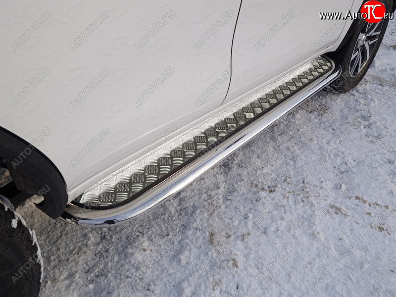 34 999 р. Пороги с площадкой 75х42 мм кроме F-Sport ТСС Тюнинг Lexus NX200T Z10 (2014-2017) (серые)  с доставкой в г. Майкоп
