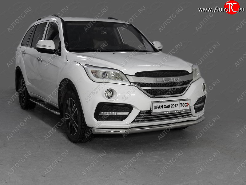 15 999 р. Защита переднего бампера нижняя d60,3 мм ТСС Тюнинг Lifan X60 2-ой рестайлинг (2016-2025) (нержавейка)  с доставкой в г. Майкоп