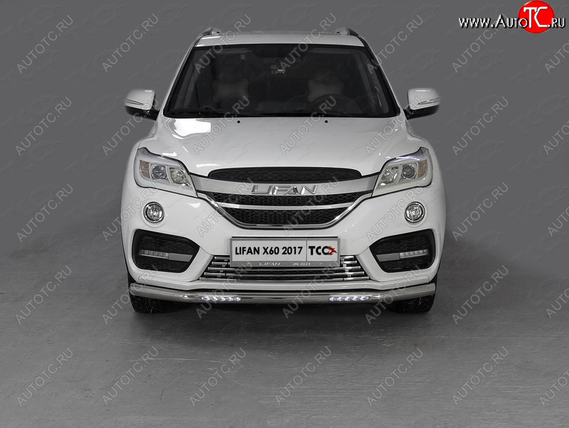 30 899 р. Защита переднего бампера нижняя с ДХО 60,3 мм ТСС Тюнинг Lifan X60 2-ой рестайлинг (2016-2025) (нержавейка)  с доставкой в г. Майкоп