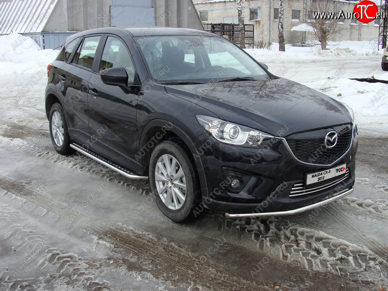14 699 р. Защита переднего бампера нижняя d42,4 мм ТСС Тюнинг Mazda CX-5 KE дорестайлинг (2011-2014) (нержавейка)  с доставкой в г. Майкоп
