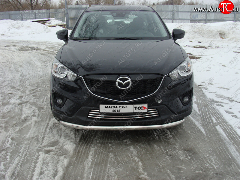 17 649 р. Защита переднего бампера нижняя d60,3 мм ТСС Тюнинг Mazda CX-5 KE дорестайлинг (2011-2014) (нержавейка)  с доставкой в г. Майкоп