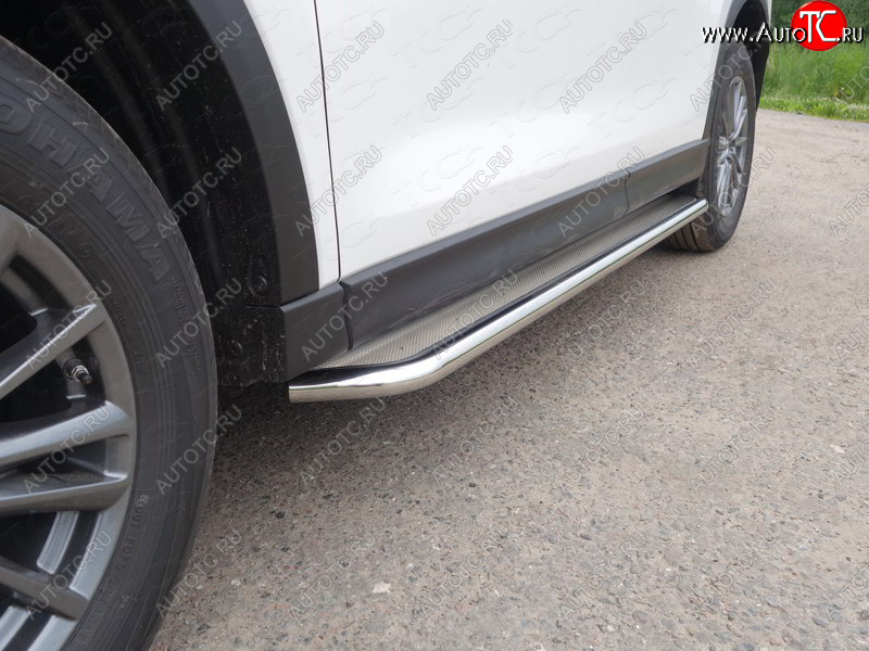 42 999 р. Пороги с площадкой 60,3 мм ТСС Тюнинг Mazda CX-5 KE дорестайлинг (2011-2014) (нержавейка)  с доставкой в г. Майкоп