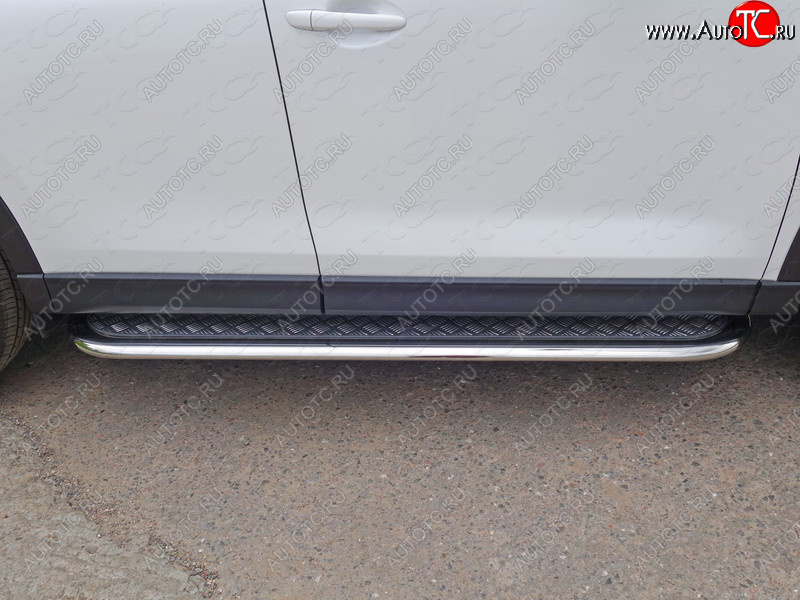 37 649 р. Пороги с площадкой 75х42 мм ТСС Тюнинг Mazda CX-5 KE дорестайлинг (2011-2014) (серые)  с доставкой в г. Майкоп