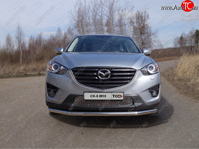 17 649 р. Защита переднего бампера нижняя d60,3 мм ТСС Тюнинг  Mazda CX-5  KE (2015-2017) рестайлинг (нержавейка)  с доставкой в г. Майкоп
