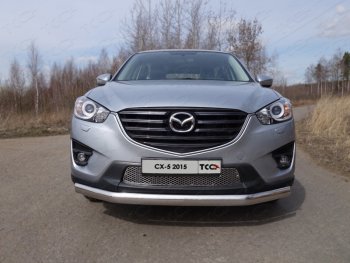 Защита переднего бампера нижняя овальная 75*42 мм ТСС Тюнинг Mazda CX-5  KE (2015-2017) рестайлинг (нержавейка)