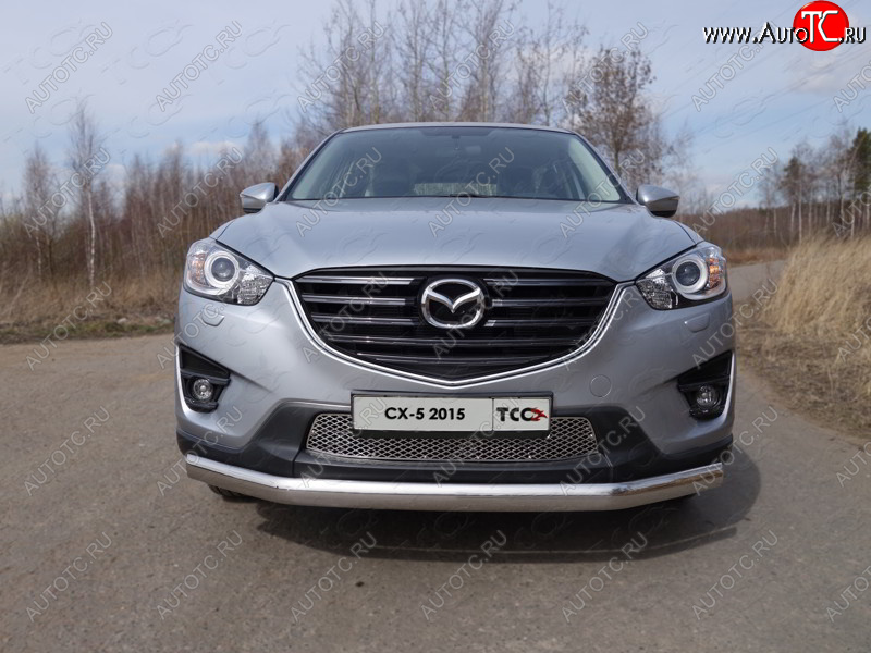 23 899 р. Защита переднего бампера нижняя овальная 75*42 мм ТСС Тюнинг  Mazda CX-5  KE (2015-2017) рестайлинг (нержавейка)  с доставкой в г. Майкоп