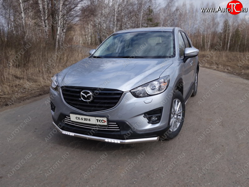 7 349 р. Декоративная вставка переднего бампера ТСС Тюнинг  Mazda CX-5  KE (2015-2017) рестайлинг (d 16 мм)  с доставкой в г. Майкоп