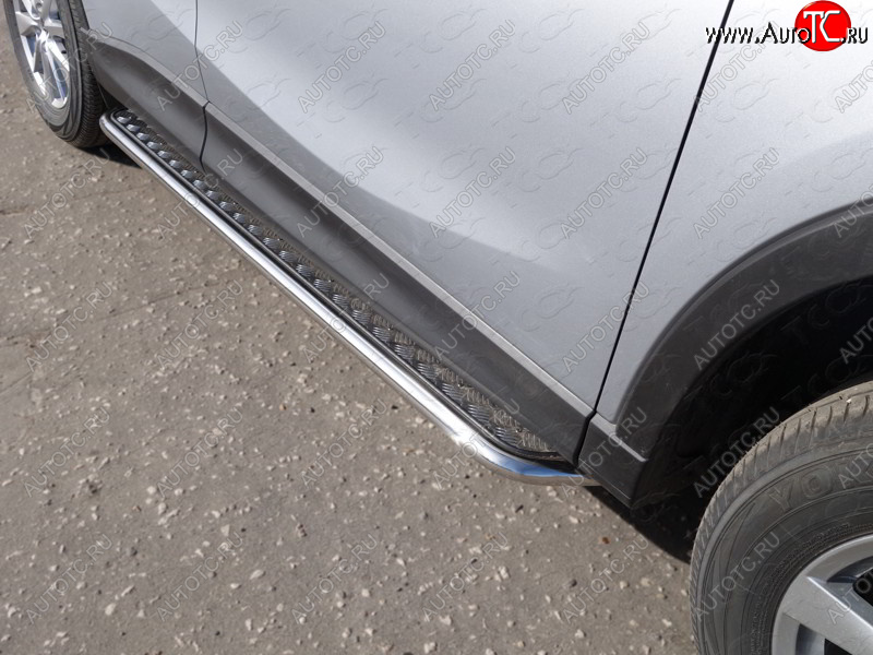 29 999 р. Пороги с площадкой 42,4 мм ТСС Тюнинг Mazda CX-5 KE рестайлинг (2015-2017) (серые)  с доставкой в г. Майкоп