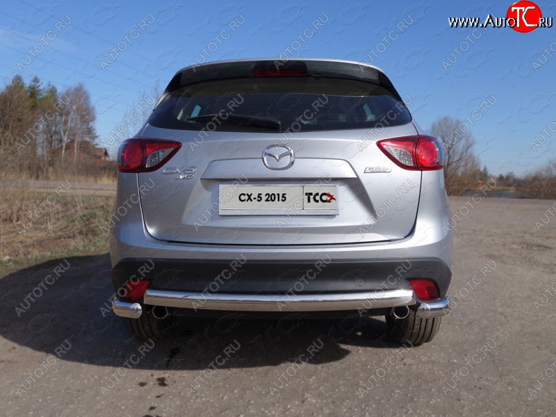 15 899 р. Защита заднего бампера (овальная длинная, d75х42 мм) TCC  Mazda CX-5  KE (2015-2017) рестайлинг  с доставкой в г. Майкоп