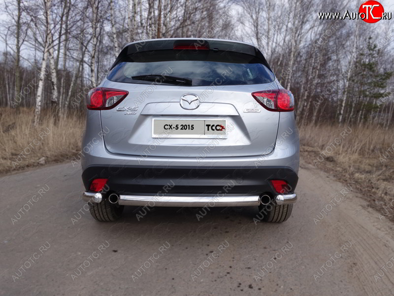 12 749 р. Защита заднего бампера (овальная короткая, d75х42 мм) TCC  Mazda CX-5  KE (2015-2017) рестайлинг  с доставкой в г. Майкоп