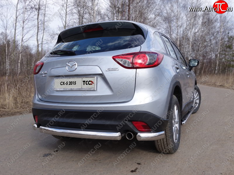 9 549 р. Защита заднего бампера (уголки, d75х42 мм) TCC  Mazda CX-5  KE (2015-2017) рестайлинг  с доставкой в г. Майкоп