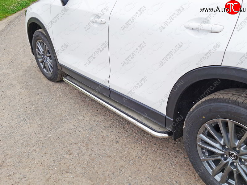 38 999 р. Пороги с площадкой 42,4 мм ТСС Тюнинг  Mazda CX-5  KF (2016-2025) (нержавейка)  с доставкой в г. Майкоп