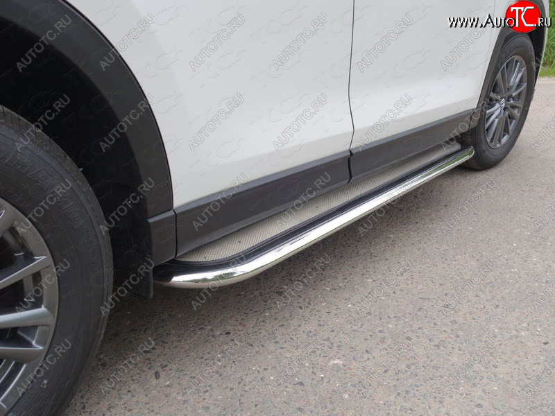 51 999 р. Пороги с площадкой 75х42 мм ТСС Тюнинг  Mazda CX-5  KF (2016-2025) (нержавейка)  с доставкой в г. Майкоп