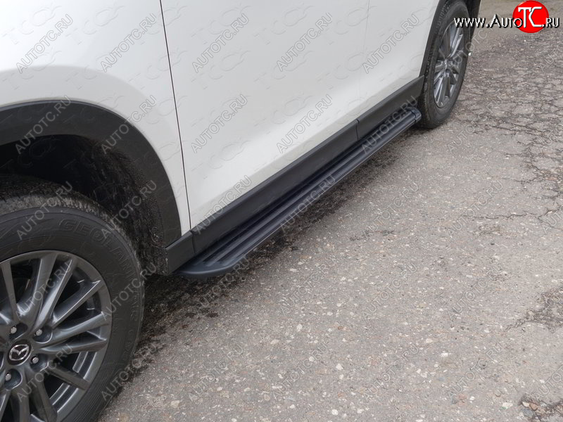 21 999 р. Пороги алюминиевые Slim Line ТСС Тюнинг  Mazda CX-5  KF (2016-2025) (Black)  с доставкой в г. Майкоп