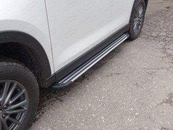 Пороги алюминиевые Slim Line ТСС Тюнинг Mazda CX-5  KF (2016-2025) (Silver)
