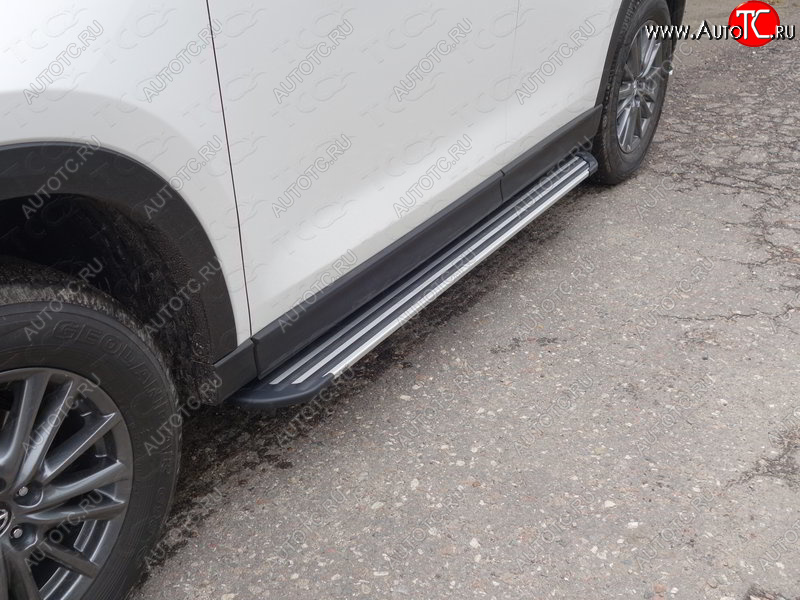 20 599 р. Пороги алюминиевые Slim Line ТСС Тюнинг  Mazda CX-5  KF (2016-2025) (Silver)  с доставкой в г. Майкоп